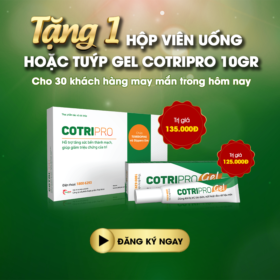 Tặng 1 hộp viên uống hoặc tuýp gel CotriPro 10gr trị giá lên tới 135.000đ cho 30 khách hàng may mắn
